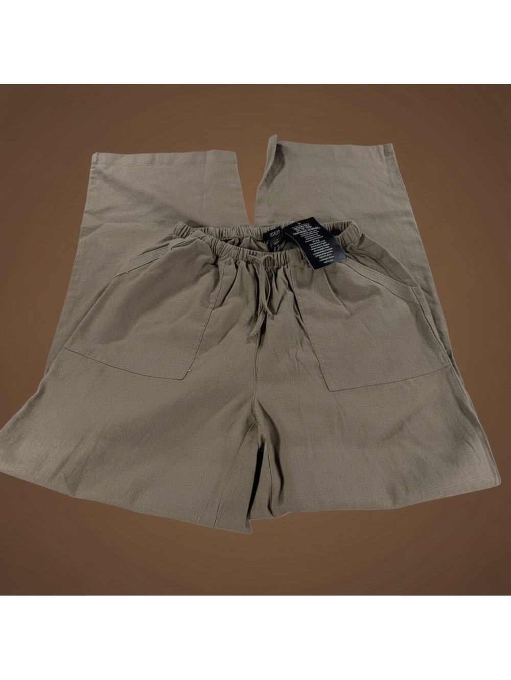 Ellos Women's Linen Blend Casual Pants Size 10 Beige